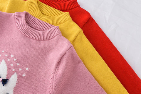 Cozy Knit Bunny Sweater Round Neck