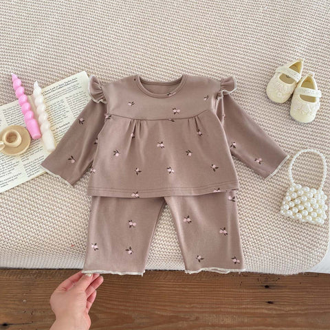 طقم بيجاما قطني ناعم مزين بالزهور