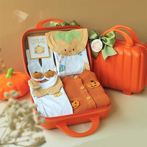 Pumpkin-themed 100% Cotton Baby Gift Suitcase