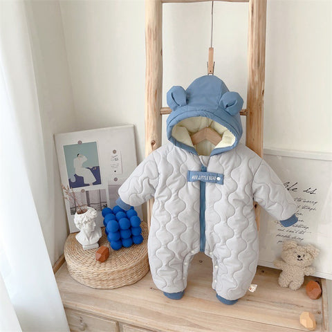 Quilted Hooded Jumpsuit with Bear Ears
