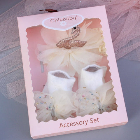 Accessory Box with Tulle Shoes and Crown Headband