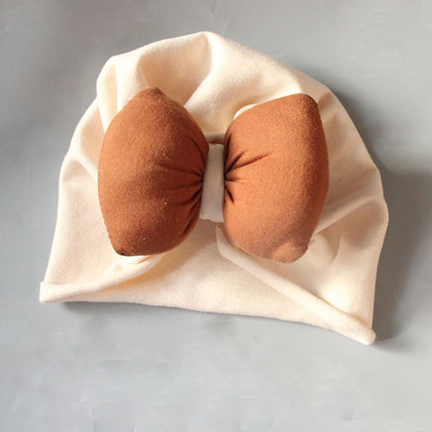 Soft Cotton Turban Beanie with a Plush Bow