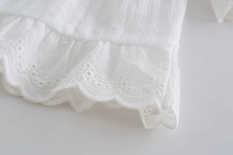 Off-Shoulder Eyelet Blouse and Denim Jeans Set