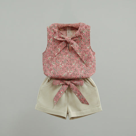 Lightweight Floral Summer Blouse and Shorts Set