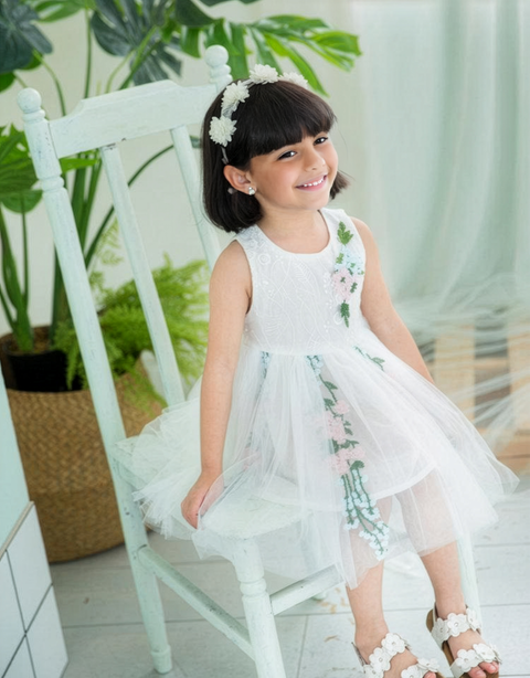 Sweet Cotton Dress Floral Embroidery Design