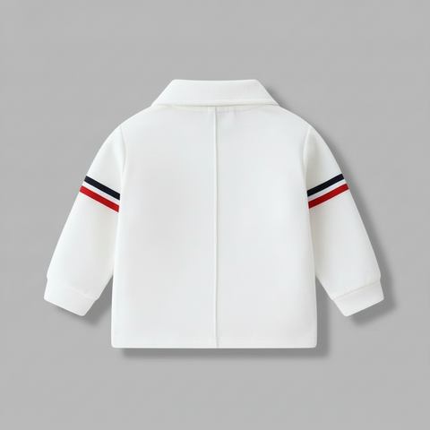 Set aus T-Shirt, Hemd, Weste, Mantel und Hose mit minimalistischen Streifen