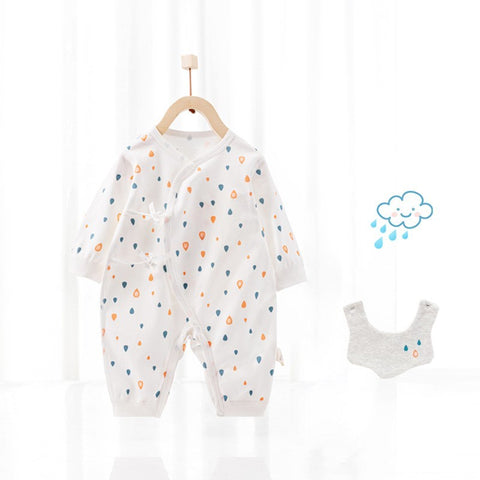 Cartoon Design Soft Cotton Jumpsuit and Matching Bib Set