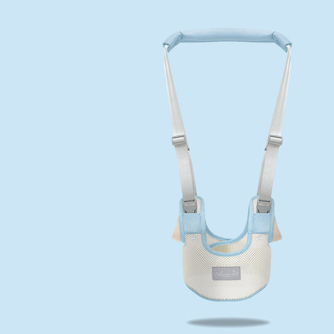 Baby carrier with light blue straps on a light blue background