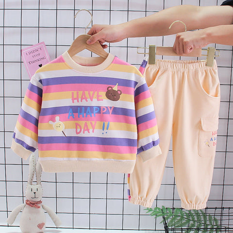 Multicolor Stripe Pullover and Jogger Set