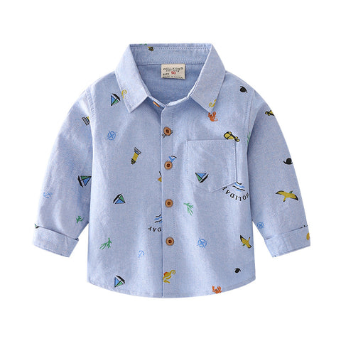 Cotton Oxford Shirt Nautical Print