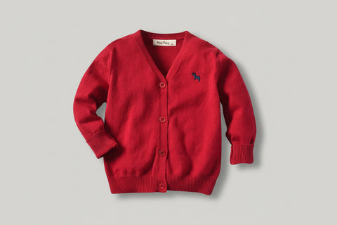 Cotton Knit Cardigan with Dog Embroidery