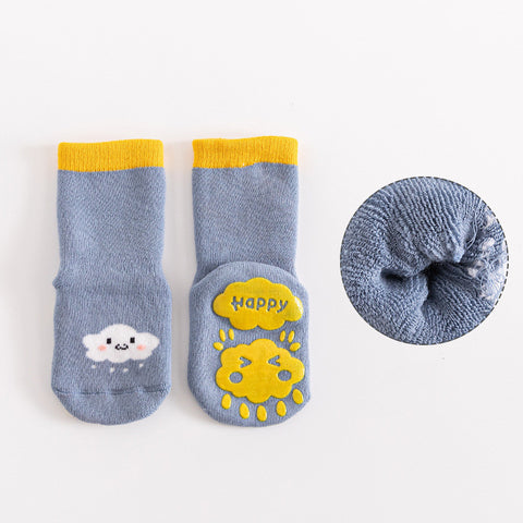 Combed Cotton Non-slip Socks with Cartoon Design