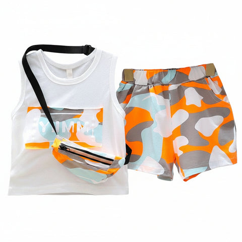 Cotton Vest and Shorts Camouflage Pattern Set