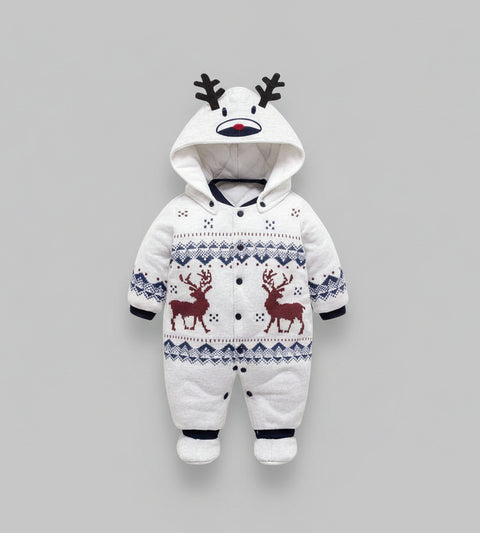 Baby snowsuit with reindeer design 