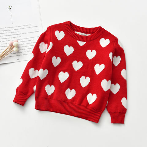Charming Heart Design Knit Sweater