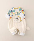Adorable Cotton Romper with Dinosaur Patch