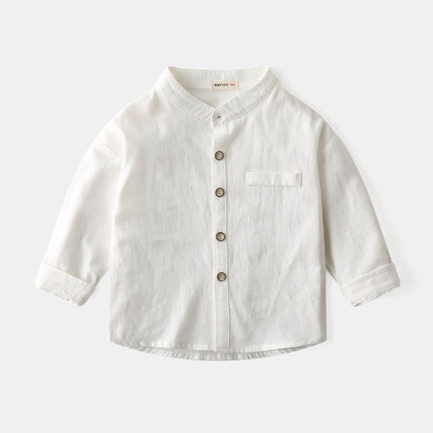 Stand Collar Cotton Shirt