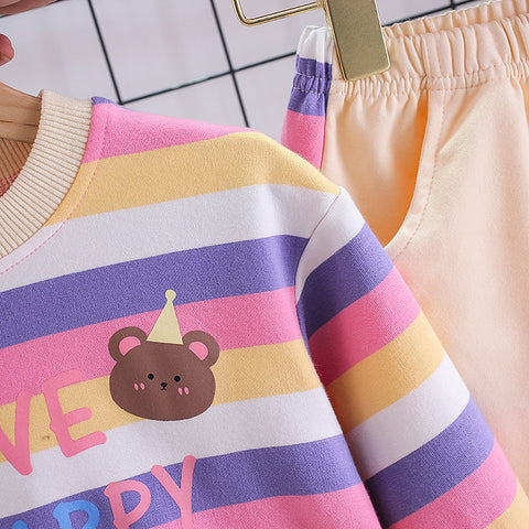 Multicolor Stripe Pullover and Jogger Set