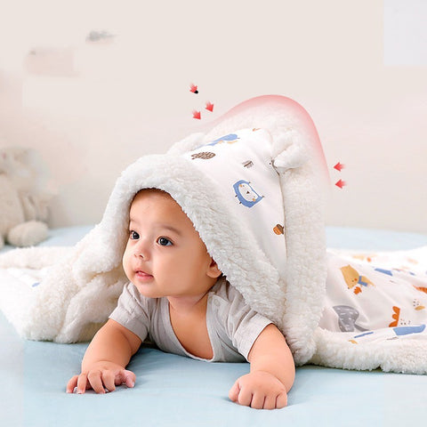 Cartoon Print Fleece Baby Swaddle