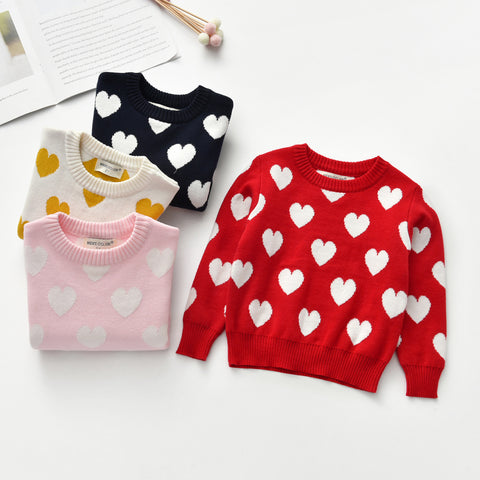 Charming Heart Design Knit Sweater