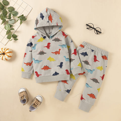Playful Dino Design Hoodie and Pants Set