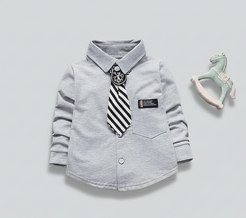 Gentleman Shirt, Checkered Pants and Stripped Tie Set