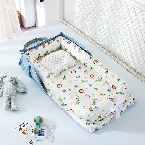 Cotton Baby Nest with Crown Print