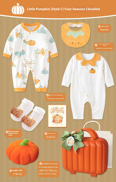 Pumpkin-themed 100% Cotton Baby Gift Suitcase