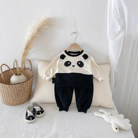 Panda Print Sweatshirt and Jogger Set
