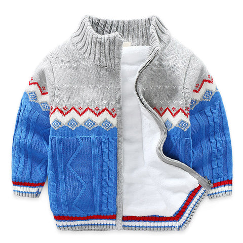 Knitted Zip Cardigan with Nordic Pattern