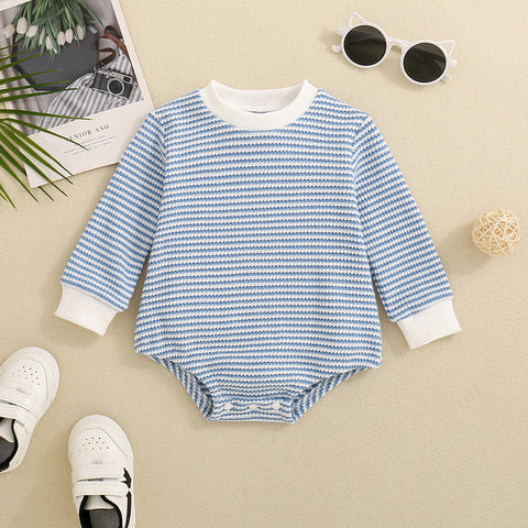 Cotton Stripe Knit Romper