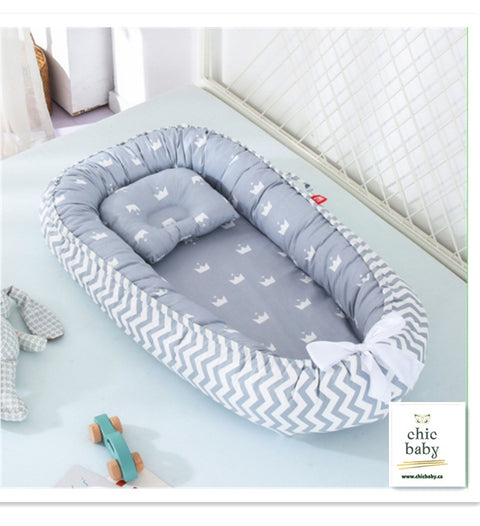 Cotton Baby Nest with Crown Print