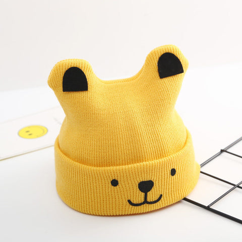 Playful  Bear Face Knit Beanie