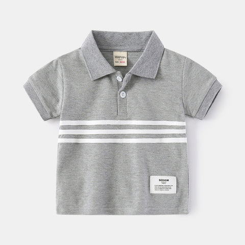 Breathable Cotton Polo T-Shirt with Jacquard Stripes