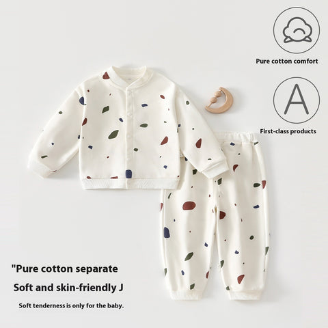 Pure Cotton Crescent Cardigan and Pants Set