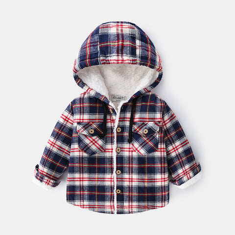 Warm Cotton Plaid Hooded Jacket