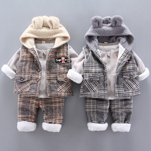 Teddy Sweatshirt, Hooded Vest and Fleece Jogger Pants Set