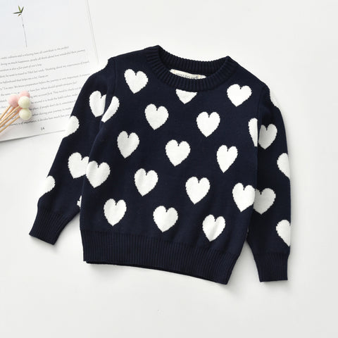 Charming Heart Design Knit Sweater