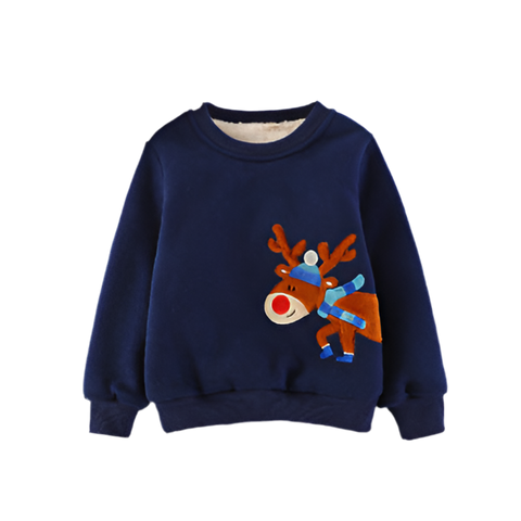 Fleece-Sweatshirt mit Rentier-Applikation