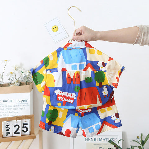 Buntes Hemd- und Shorts-Set