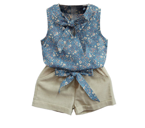 Lightweight Floral Summer Blouse and Shorts Set