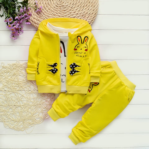 Adorable Bunny Print Hoodie and Jogger Set