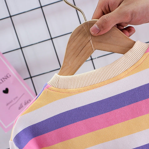 Multicolor Stripe Pullover and Jogger Set