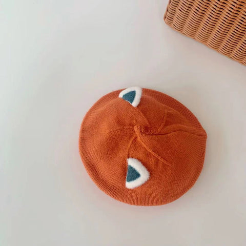 Cozy Wool Beret With Playful Ear Design