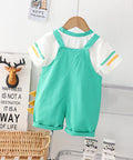 Fun Graphic Cotton T-Shirt and Suspender Shorts Set