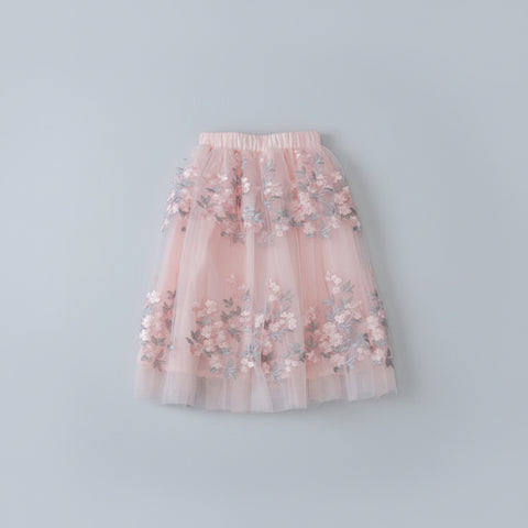 Floral Embroidered Tulle Skirt