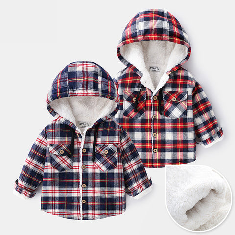 Warm Cotton Plaid Hooded Jacket