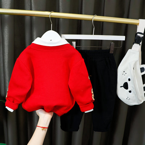 Charming Cotton Cardigan, Shirt and Pants Set