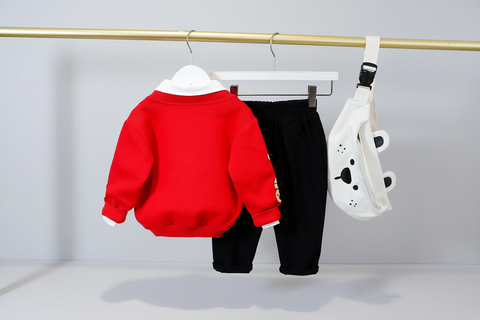 Charming Cotton Cardigan, Shirt and Pants Set