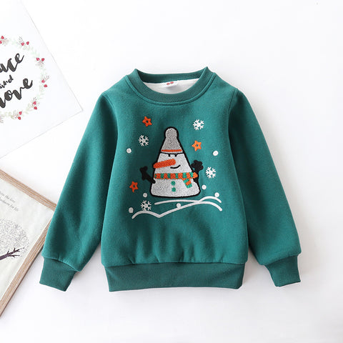 Cozy padded Cotton Sweatshirt with Festive Embroidery